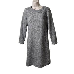 Agnes B light grey wool silk long sleeve mini classic dress sz 38